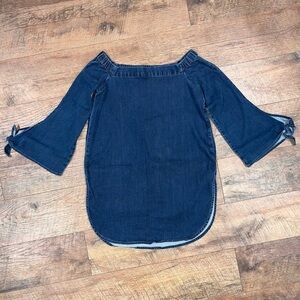 White House Black Market Denim Bell-Sleeve Top